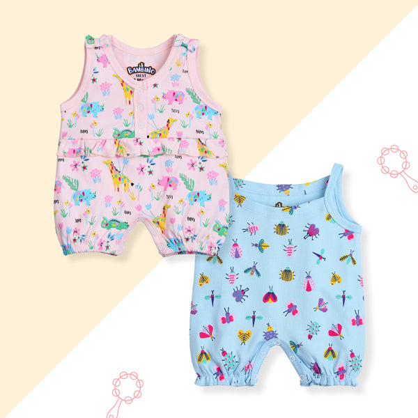 Multicolor Baby Girls Sleevless Bodysuit Rompers