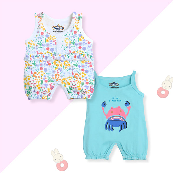 Baby Girls Bodysuit White and Aqua Blue