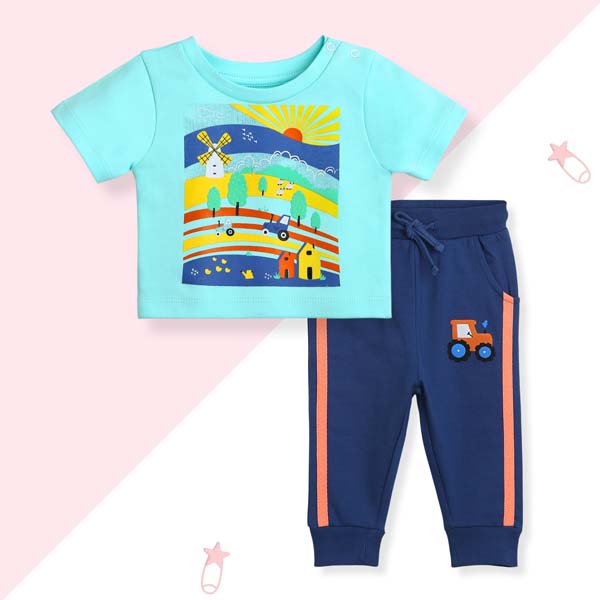 Cotton Baby Boys Sleeve T-Shirts  with Joggers