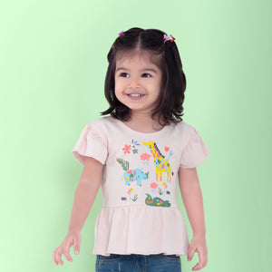 GIRLS PINK RUFFLE TSHIRT