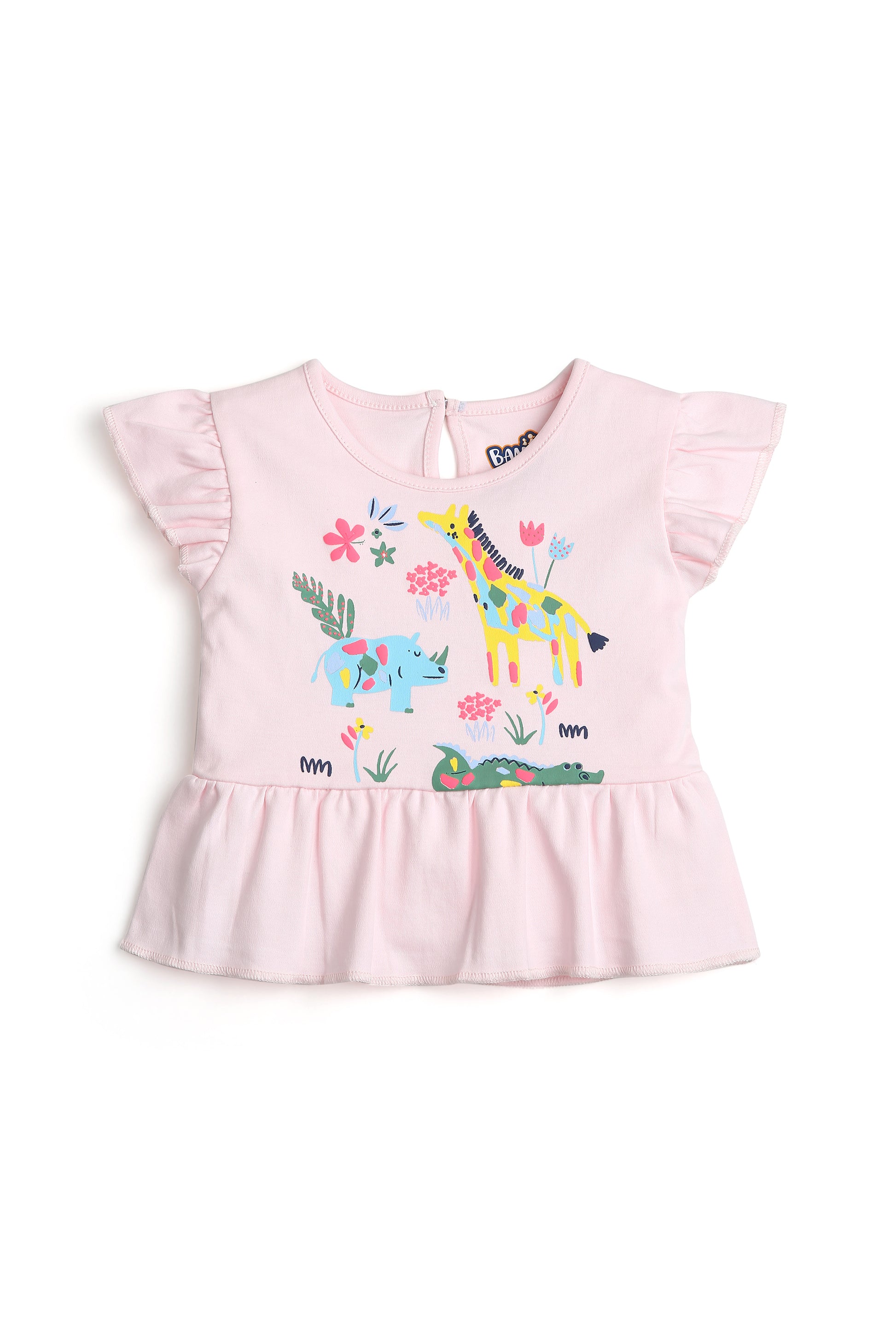 GIRLS PINK RUFFLE TSHIRT