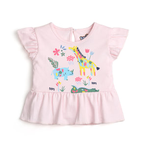 GIRLS PINK RUFFLE TSHIRT