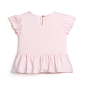 GIRLS PINK RUFFLE TSHIRT